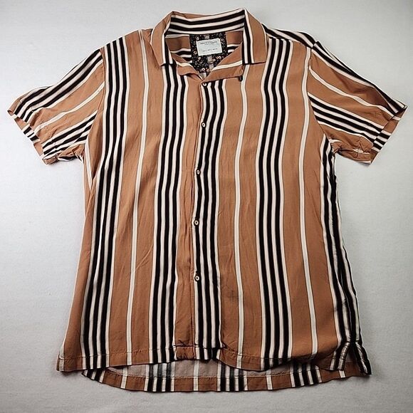 Denim & Flower Other - Denim & Flower Rickey Singh Large Shirt Mens Retro Stripe Short Sleeve Button
